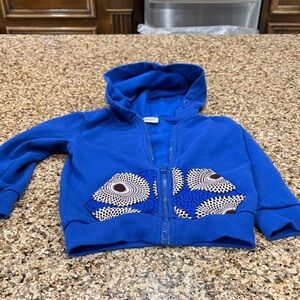 Vibrant Blue Kids Hoodie with Patterned Accents